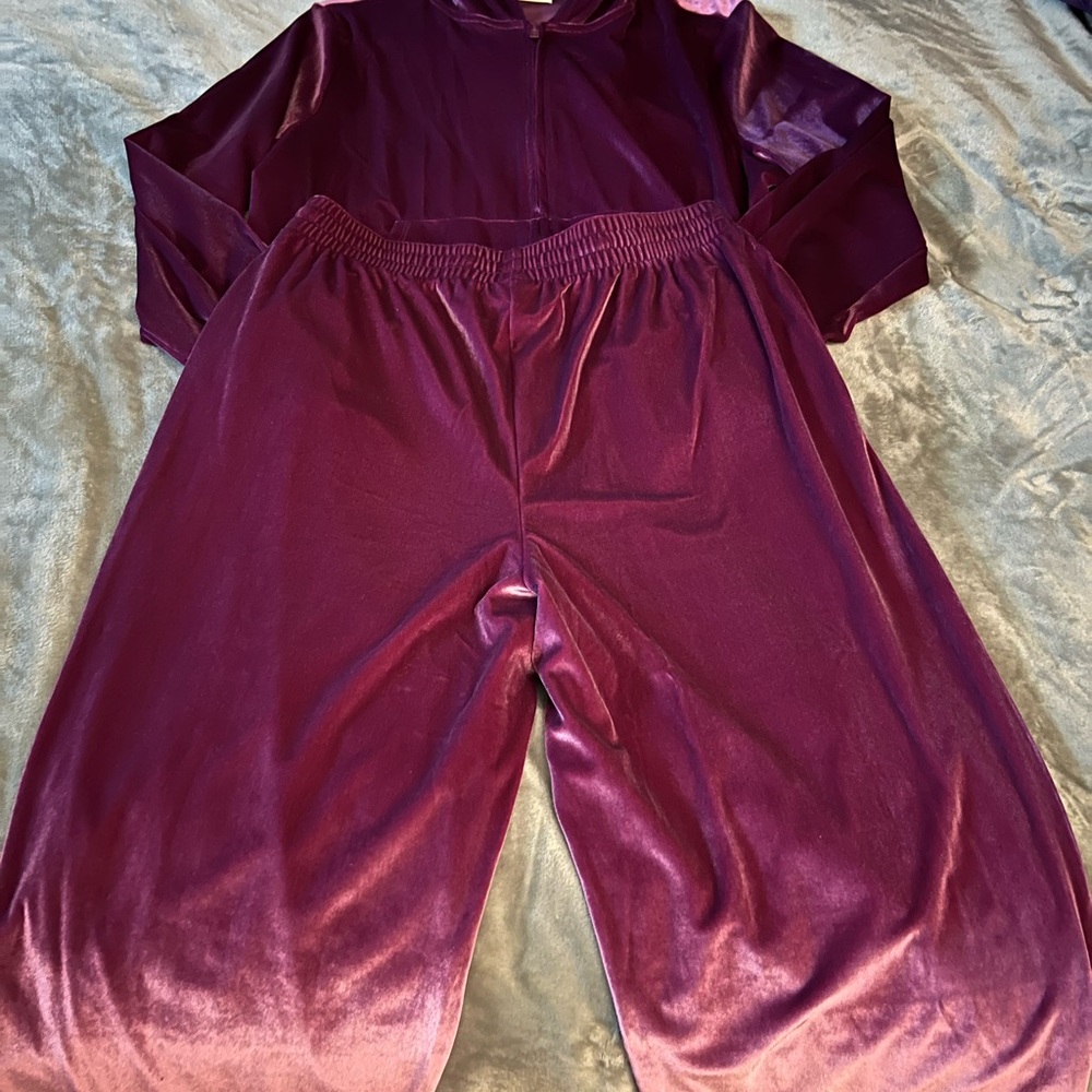 Velour Two-Piece Track Set in Plum - Juicy Couture Inspired - Picture 3 of 9